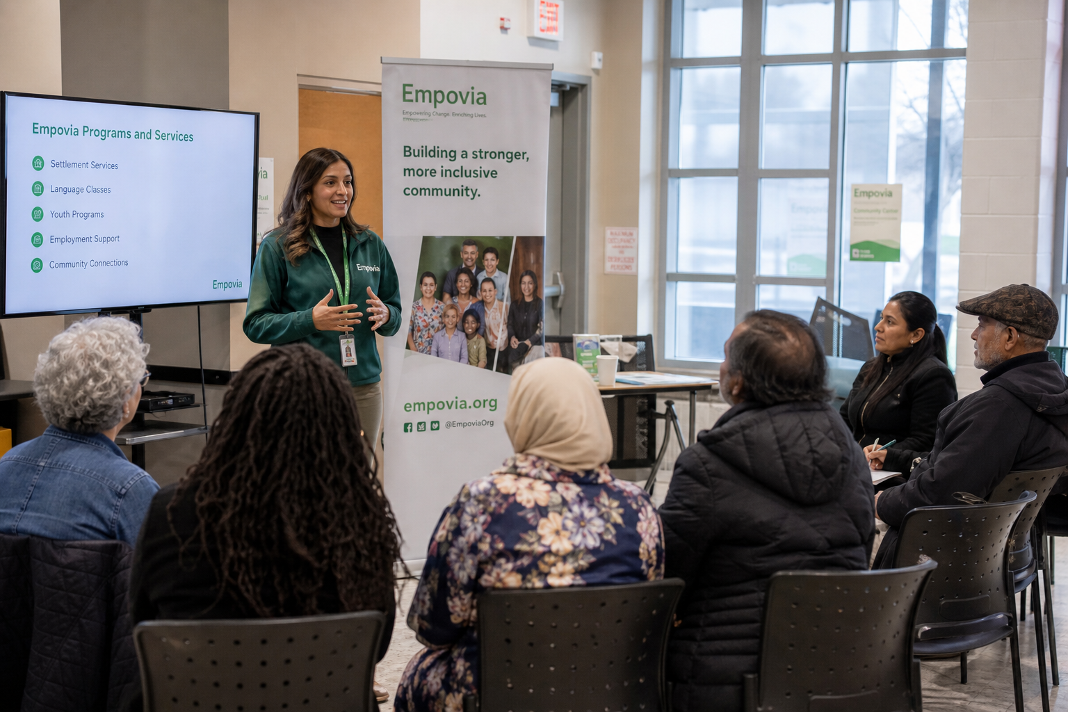 People learning together in a community workshop