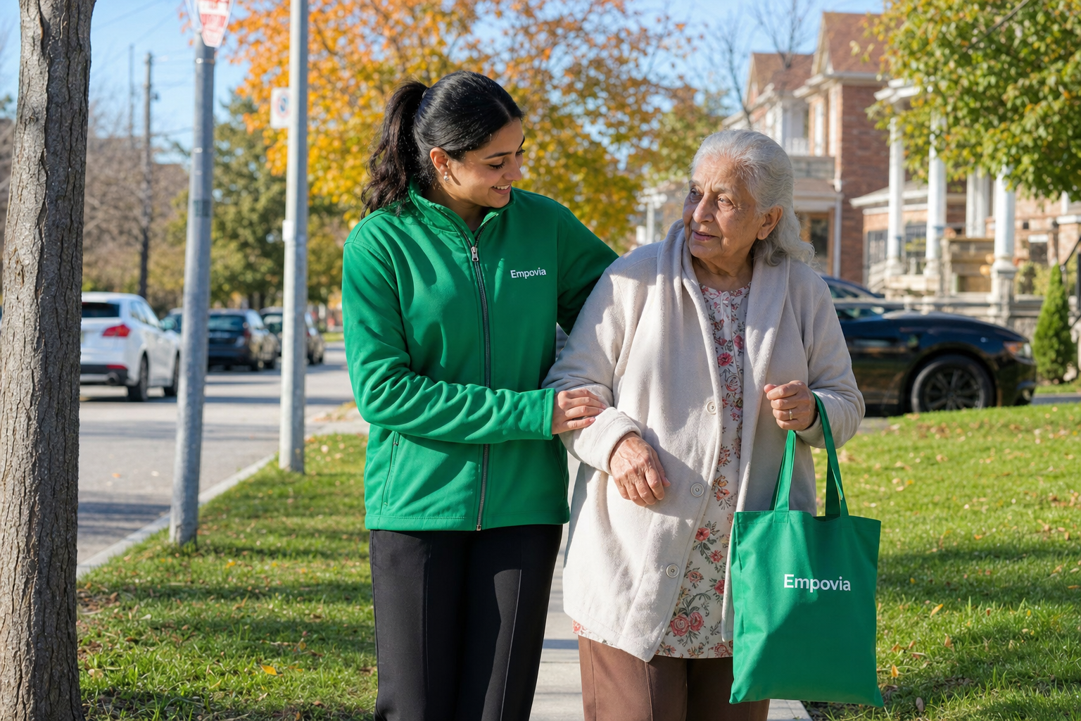 Volunteers helping community members through Empovia support activities